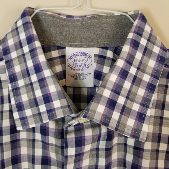 Brooks Brothers Slim Fit Gingham Dress Shirt 16.5 - Picture 5 of 16